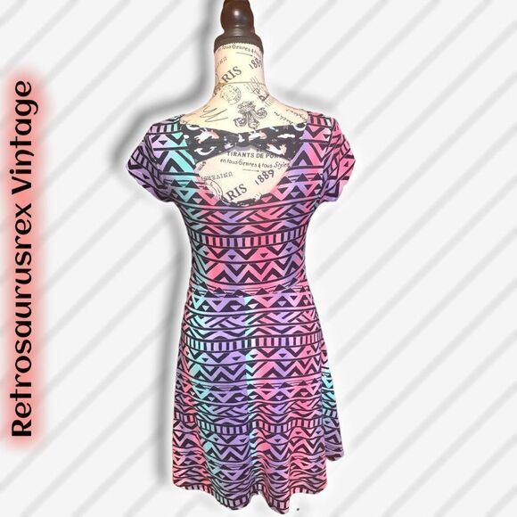 EMILY West Reversible Retro Neon Unicorn Kidcore Skater Dress, Small - Picture 5 of 10